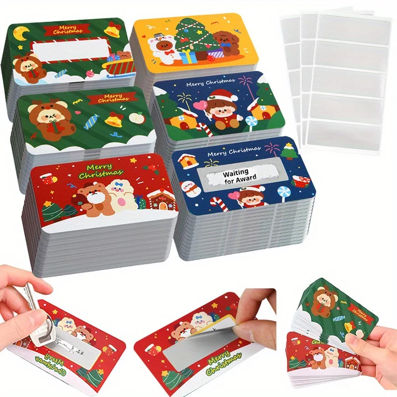 80pcs Christmas Scratch Off Cards Surprise Reveal Card with Golden Tickets Santa Claus Party Ideal for Xmas Bulk Scratch Cards