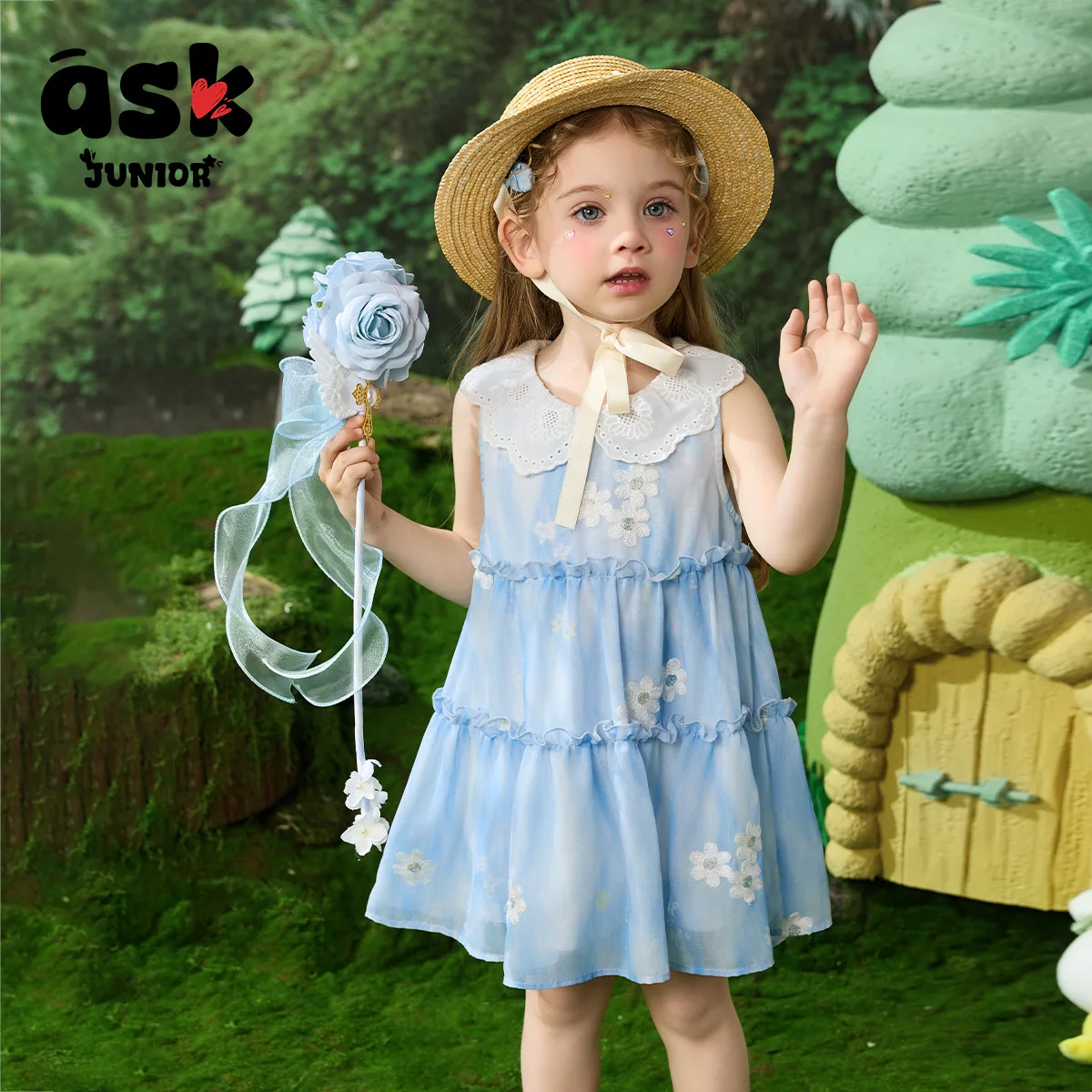 اسأل تنورة الأطفال الصغار الصيف تنفس سترة تنورة دمية طوق كشكش حافة فستان الأطفال والفتيات عطلة تنورة #1