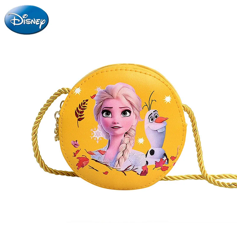 Disney Kids Crossbody Bag Frozen Princess Shoulder Bag Girl Cartoon Elsa Coin Purse Cute PU Leather Handbag Small Round Bag