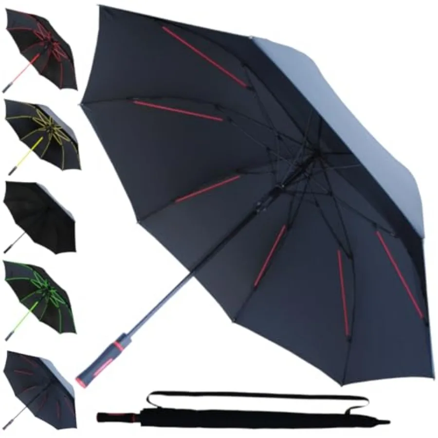 

60MPH Big Golf Umbrella - Large Windproof Strong for Rain and Wind - Heavy Duty XL - Best for Size - Reinforced Fiberglass Fram