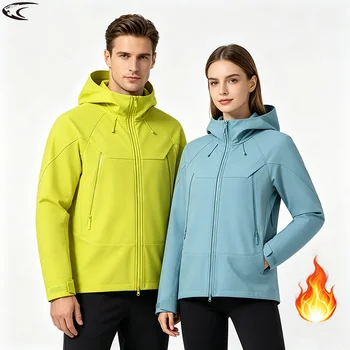 LNGXO Men Women Waterproof Soft Shell Jacket Windproof Warm Fleece Rain Coat Unisex Hiking Climbing Trekking Outdoor Windbreaker