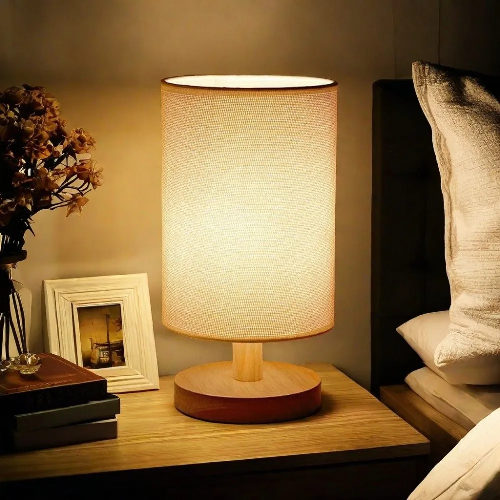 

Home Decor Dimmable Bedside Lamp Linen Eye Protection Table Lamp USB Powered Portable Nightstand Lamp Living Room