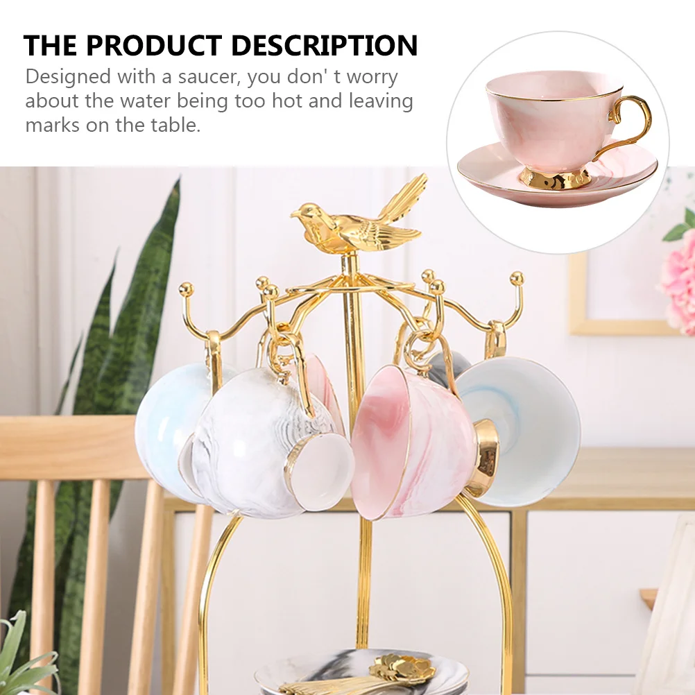 

250Ml Marble Print Ceramic Coffee Cup and Saucer Set for Tea Juice Water Drinkware Stylish Home Kitchen Mug Nordic Design