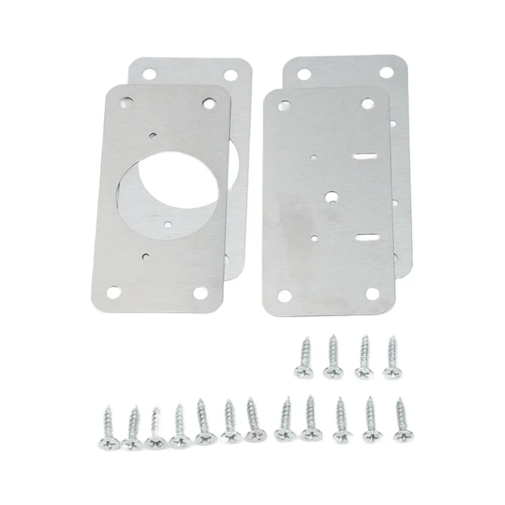 Cabinet Hinge Repair Solution with Stainless Steel Bracket Assembly for Door Panel Mounting and Load Distribution Optimization