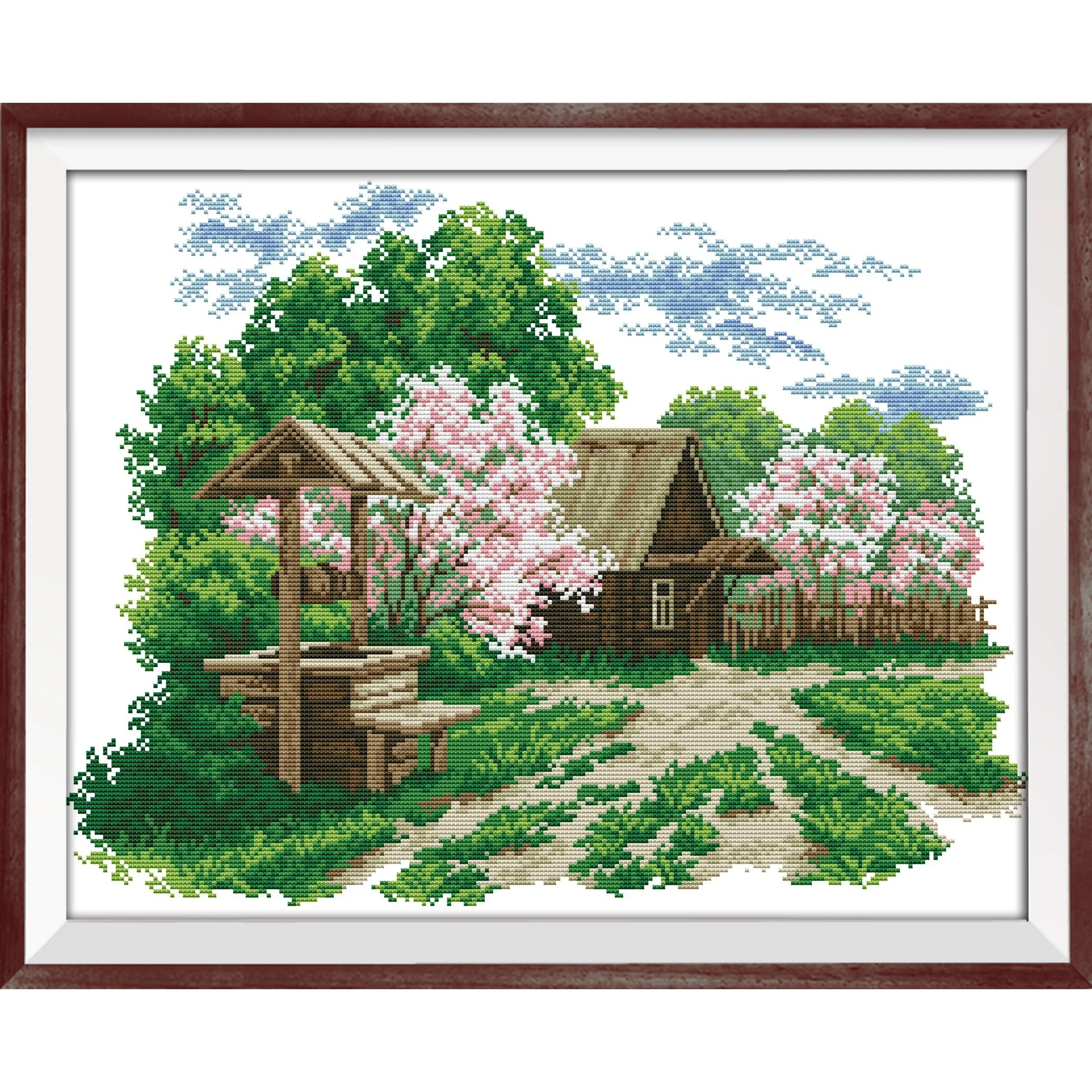 News Pre-Printed Cross Stitch Kit, Stamped Aida Fabric With DMC Threads, Embroidery Kit - Well