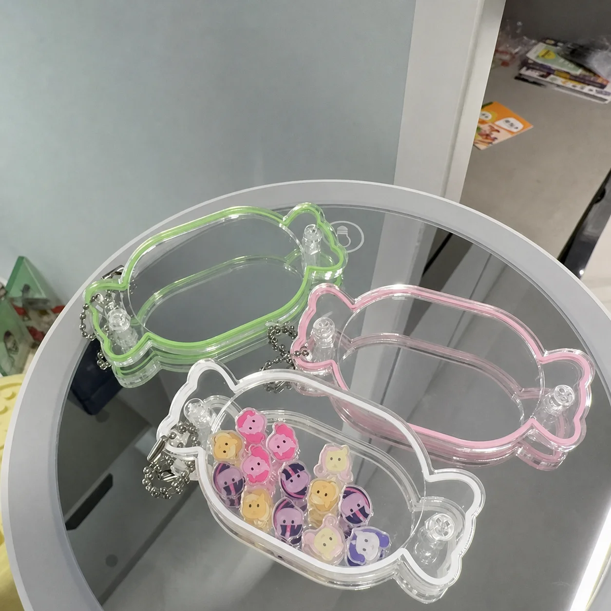 Candy Shape Acrylic Shaker Keychain Clear DIY Charm Pendant with Colored Edge Gift for Bag Keychain Jewelry Making image 2