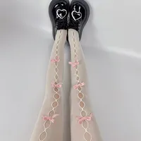 Handmade Hollow Out Bowknot Tights Sexy Lace Women Mesh Fishnet Thigh High Stockings Women JK Lolita Sweet Girls Tight Pantyhose