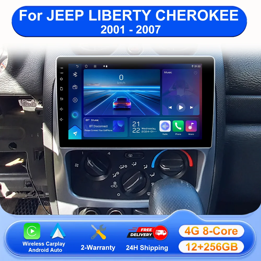 Android 16 Radio Carplay Car Stereo For JEEP LIBERTY CHEROKEE 2001 2002 2003 2004 2005 2006 2007 Car Video Multimedia Player 4G