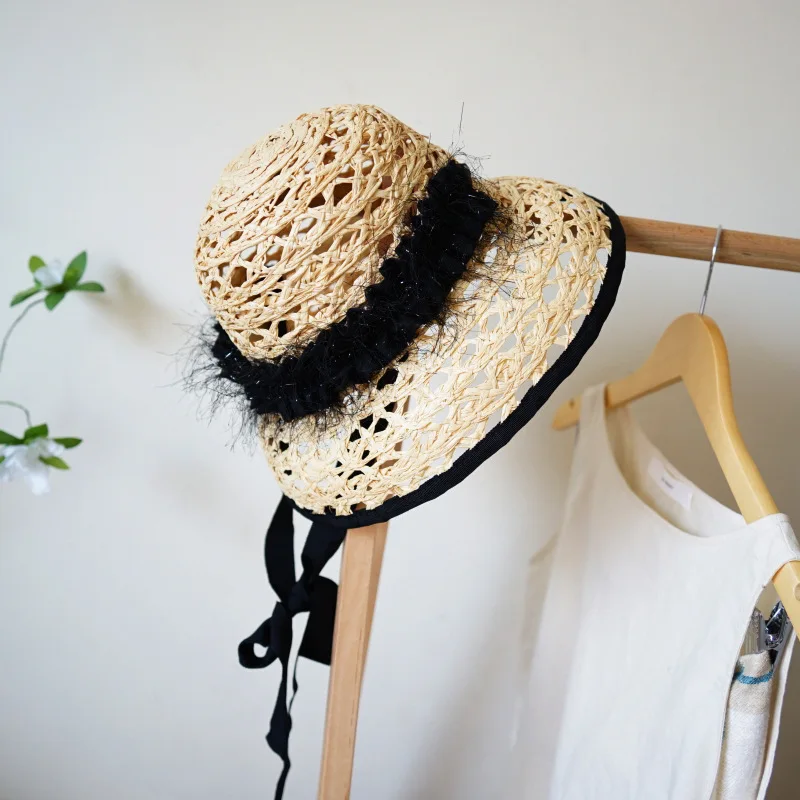 retro-fisherman-bowl-hat-women's-style-woven-luffa-grass-bell-shaped-summer-breathable-wide-brim-hat-spring-autumn