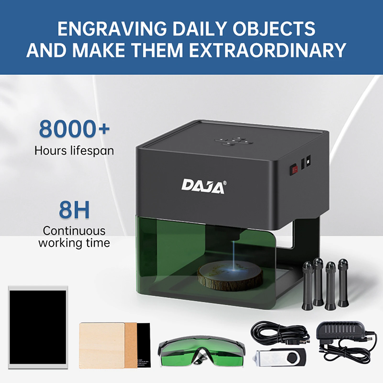 DAJA DJ6 Laser Engraver 80x80mm Carving Area 3W Laser Power APP Control Portable Engraving Marking Machine for DIY Logo Printer