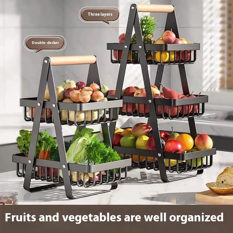 Panier à Fruits de comptoir à 2 ou 3 niveaux, organisateur de cuisine Portable en fer artistique pour Fruits, pain, collations, support de rangement, nouveauté 2025