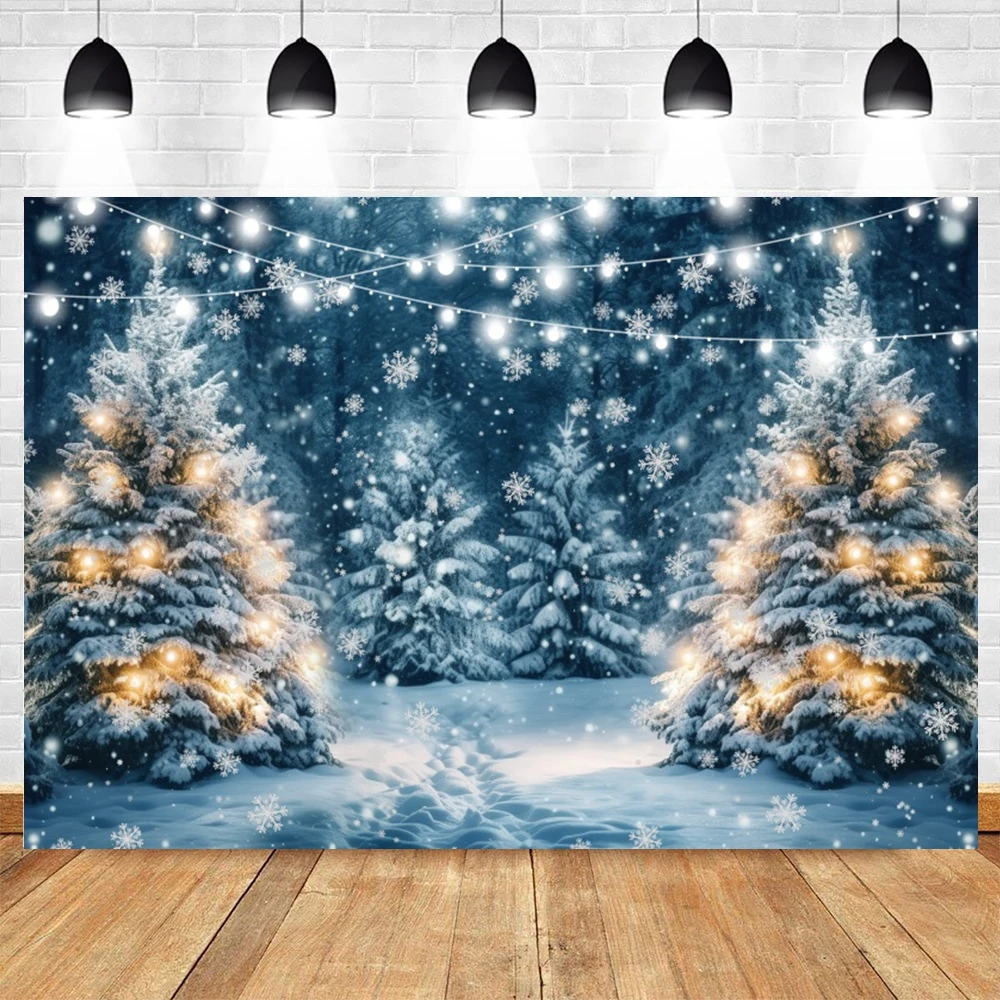 Winter Christmas Bokeh Forest Backdrops Kids Adult Family Portrait Photography Background Decors Photostudio Photobooth Prop