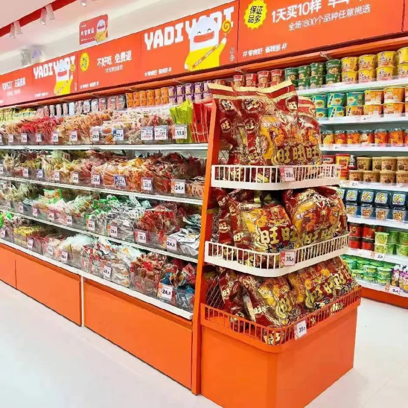 custom.Multifunctional bulk candy snack box display cabinet bulk food display rack supermarket shelf