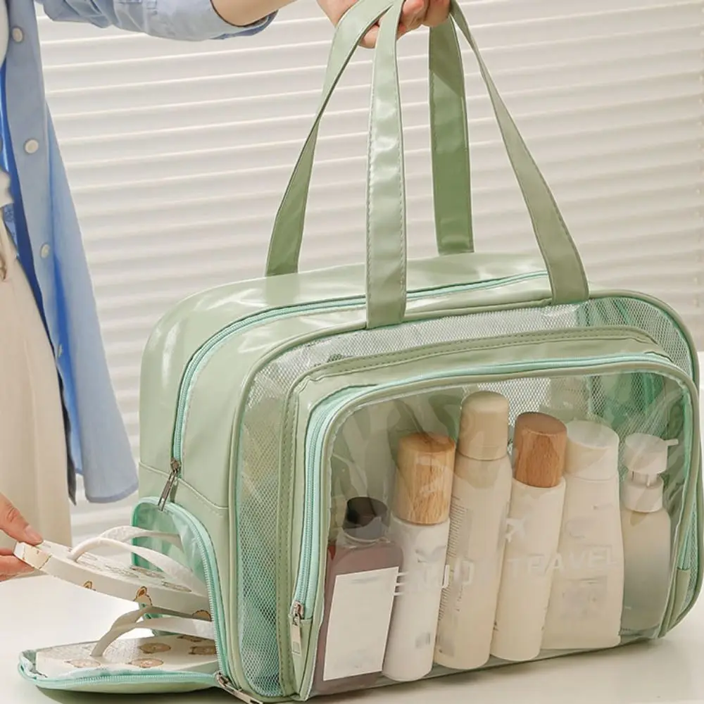 

Large Capacity Waterproof Cosmetic Bag PVC Make Up Bag Pu Transparent Travel Storage Bag Multi-functional Portable
