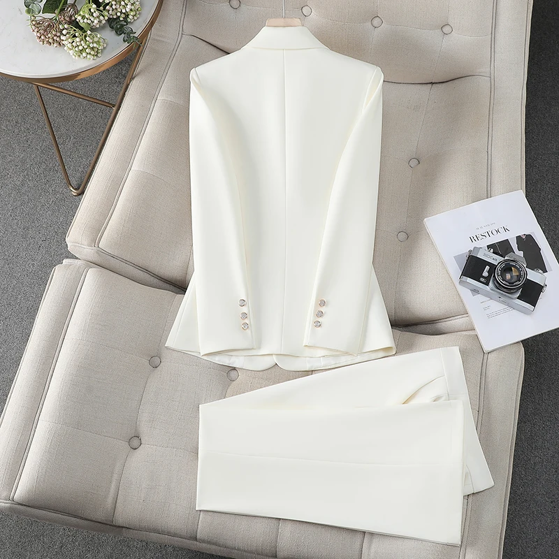 ZJYT Elegant Office Lady Formal Business Blazer Set for Woman 2 Pieces Matching Sets Autumn 2025 Commuter Jacket and Pants Suit