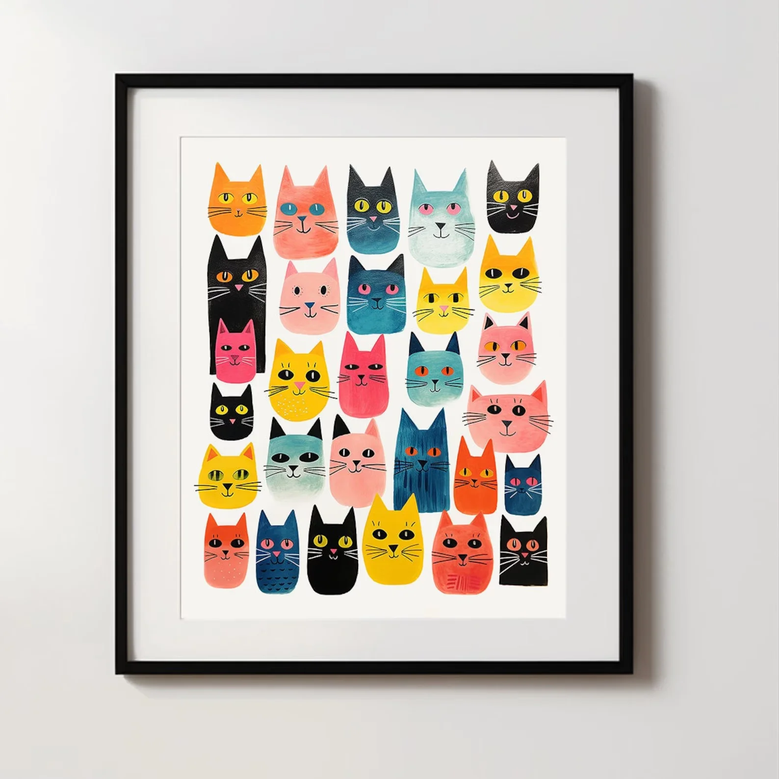 Moderne abstrakte Katzen-Druck-Wandkunst-Malerei – zeitgenössische Heimdekoration, impressionistisches Katzen-Thema