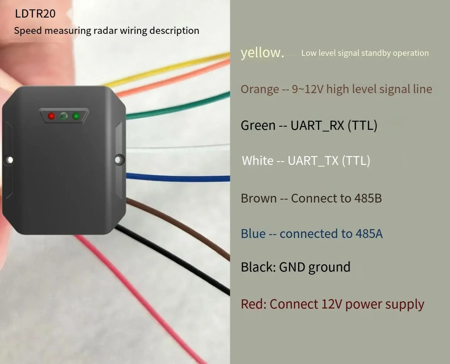 LDTR20 Speed Indicator Road Speed Measurement 24GHz Millimeter Wave Radar Sensor Module Traffic Radar Bayonet 1KM/H~250KM/H