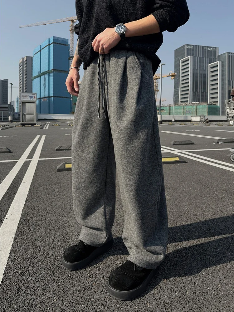 

Мужские модные спортивные брюки с флисовой подкладкой, прямого кроя, осенне-зимние, повседневные, облегающие, с уникальным дизайном и эффектом драпировки