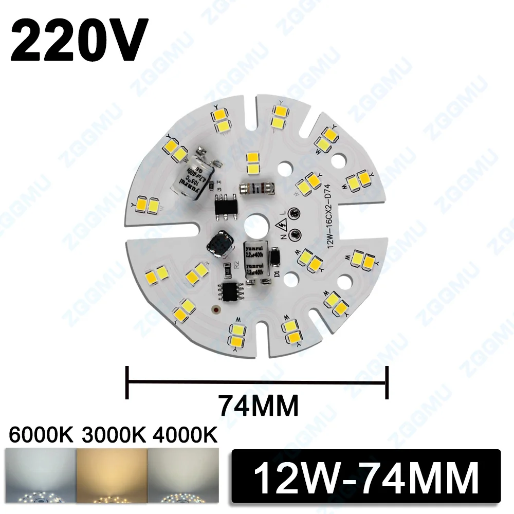 10 قطعة AC220V سائق خالية LED ضوء مجلس 5 واط 7 واط 9 واط 12 واط 18 واط SMD2835 3 ألوان LED رقاقة ضوء DIY بها بنفسك قلادة ضوء لوحة دارات مطبوعة
