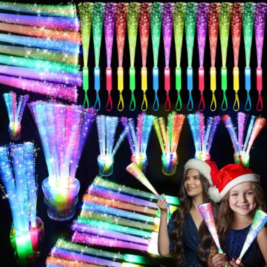 

PCS Glow Fiber Optic Sticks, LED Light Wands, Glow in The Dark Party Supplies, Fiber Optic Wands for Weddings, BirthdaysandEven