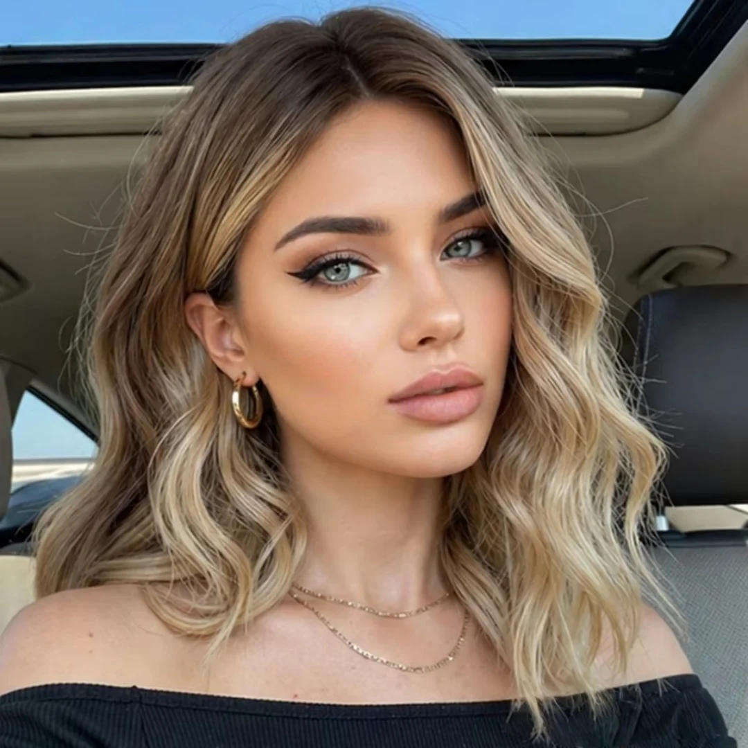 Fashion Glueless Highlight Blonde Soft Natural 18inch Wave 180 Density Deep HD lace front wig, suitable for women Heat Resistant