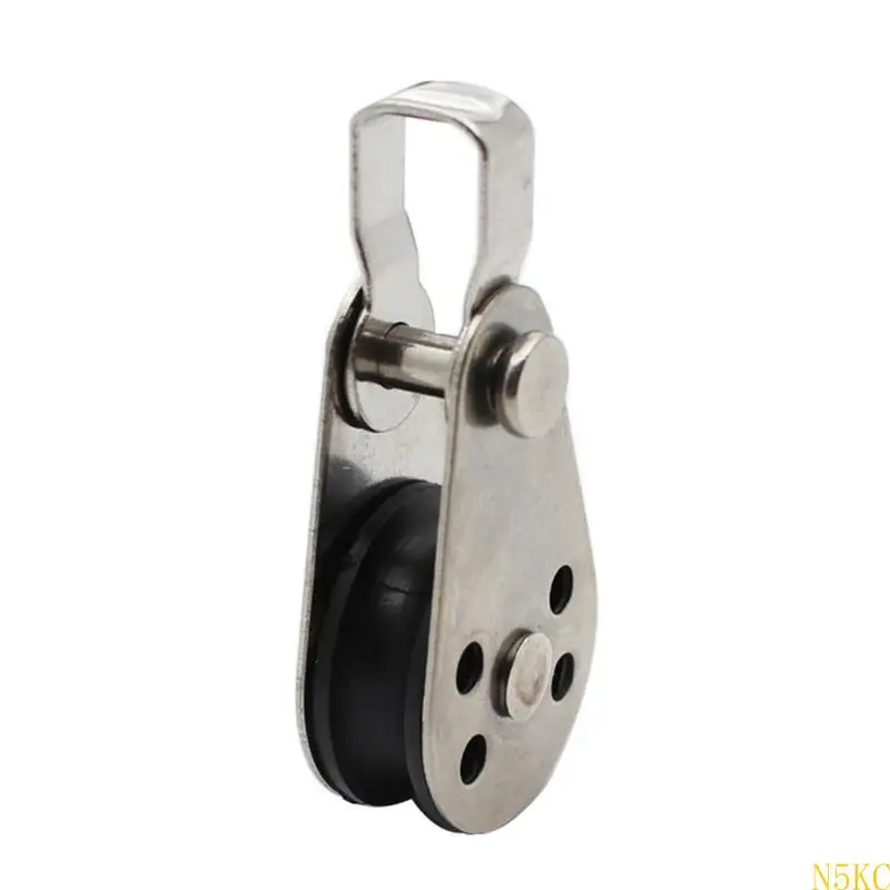 

N5KC 5pcs Stainless Steel Pulley Block Hanging Wire Towing Wheel Lifting Rope for Crane Marine Sailing Yacht Ship