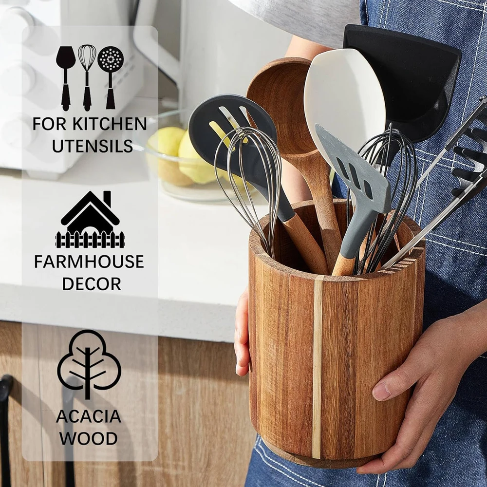 Portautensili in Legno di Acac - Kitchen Utensil Holder recensione e prezzo