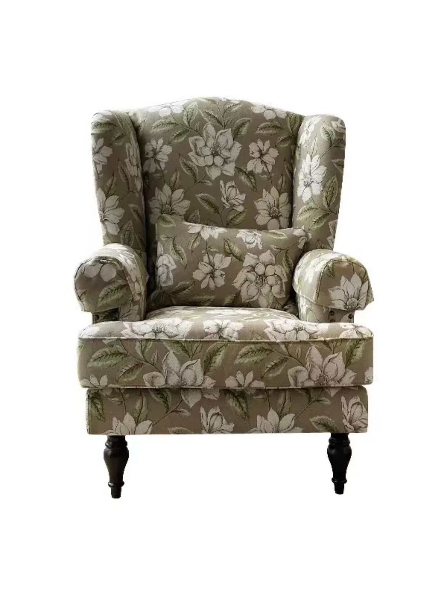 

American tiger chair high back single sofa chair stool retro style solid wood fabric French living room bedroom leisure chair
