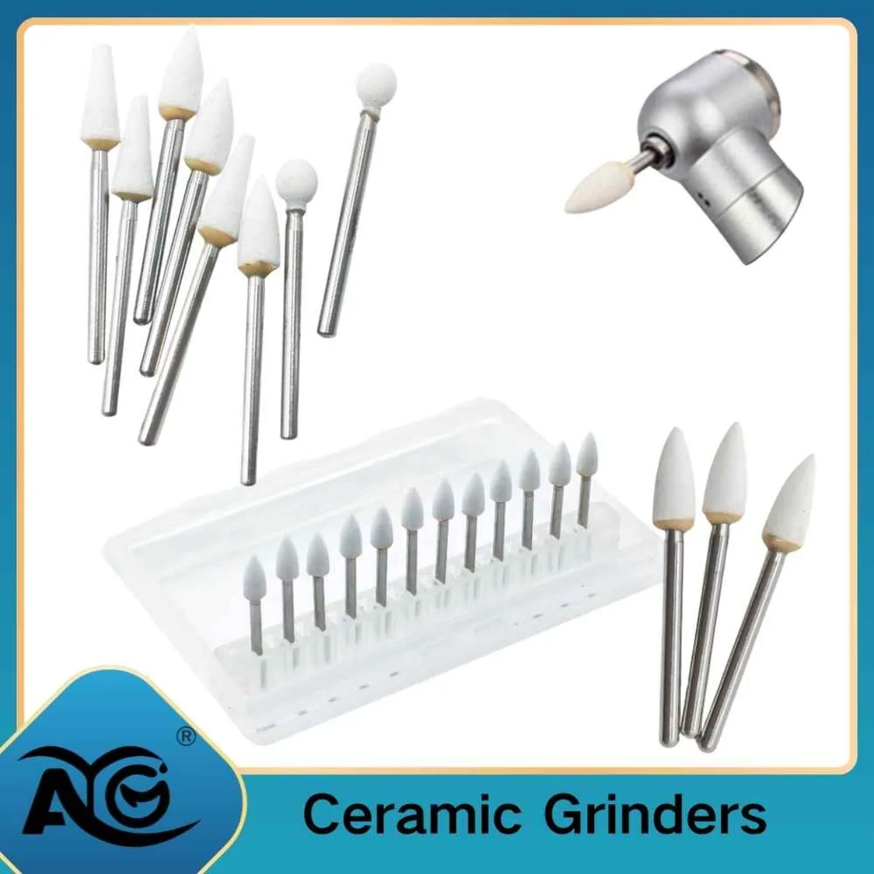 AG Dental Polishing Stone Handpiece Burs FG Cone Flame Dentist Teeth Whiting Dentist Tools Ceramic Grinders Care 12Pcs/Pack