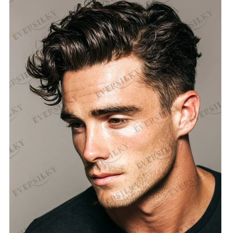 باروكات شعر بشري ريمي طويل الأمد بطول 6 بوصات، خط شعر طبيعي متين باللون البني الداكن # 2 # 3 شعر مستعار حريري مستقيم بقاعدة PU للحقن الكامل