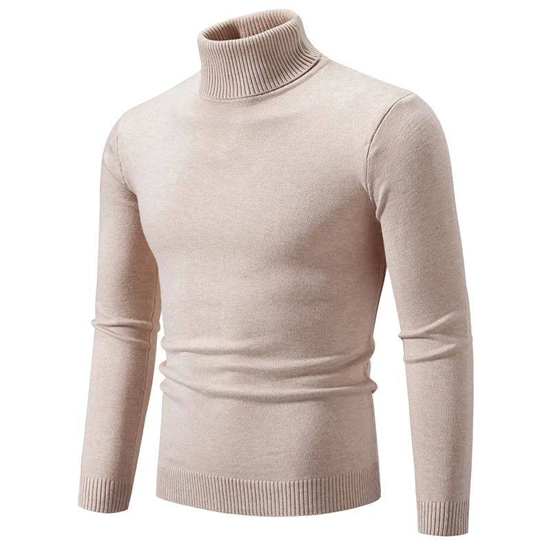 Sweater Men 2025 Casual Solid Color high-neck Pullover Men slim-fit Casual Thin Knitted Sweater Base Shirt men's Clothing