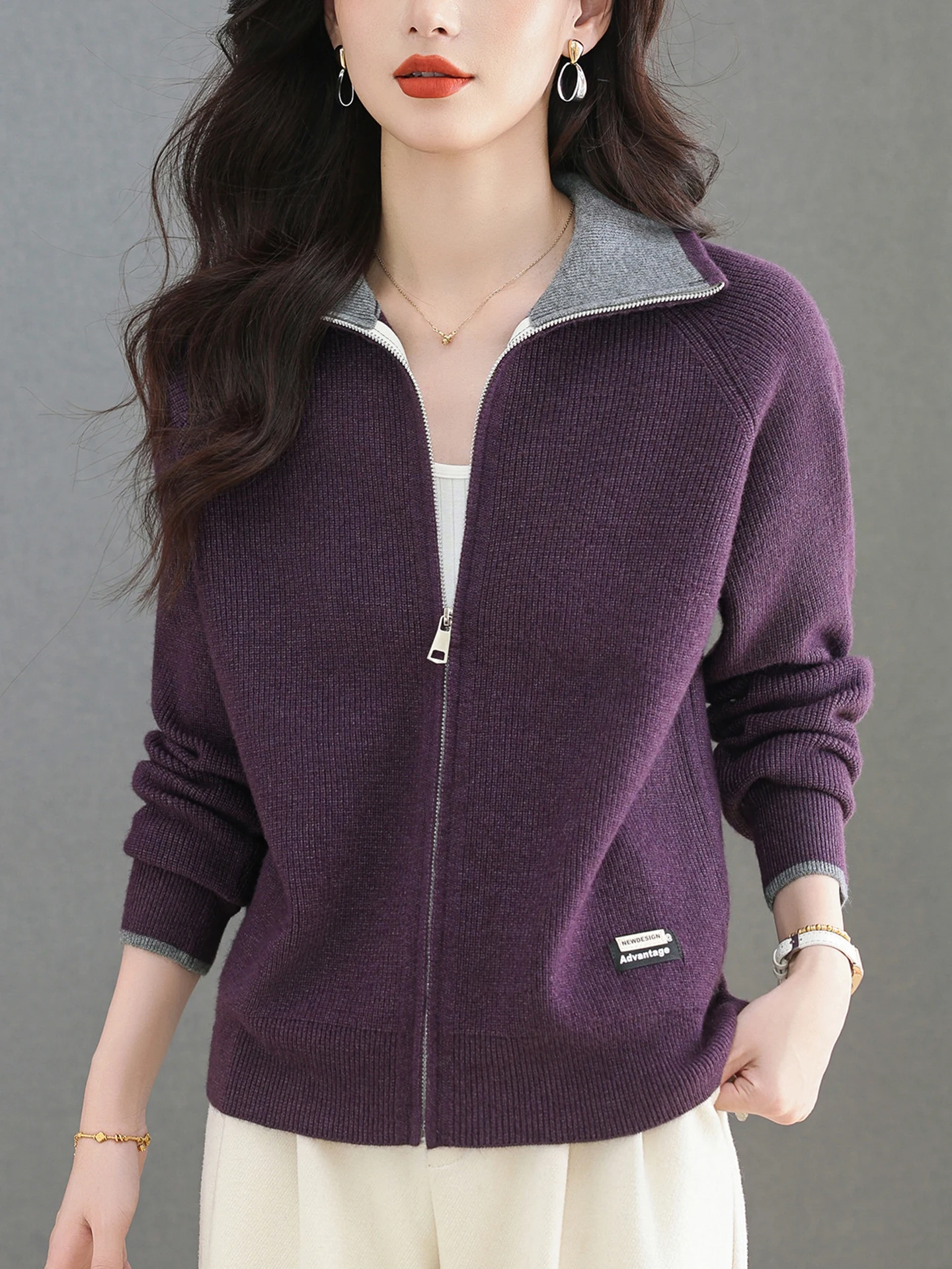 

Sli вязаный открытый кардиган женский свободный осенне-весенний шерстяной свитер больших размеров Jaet Midi Age-Defng Faion для среднего...