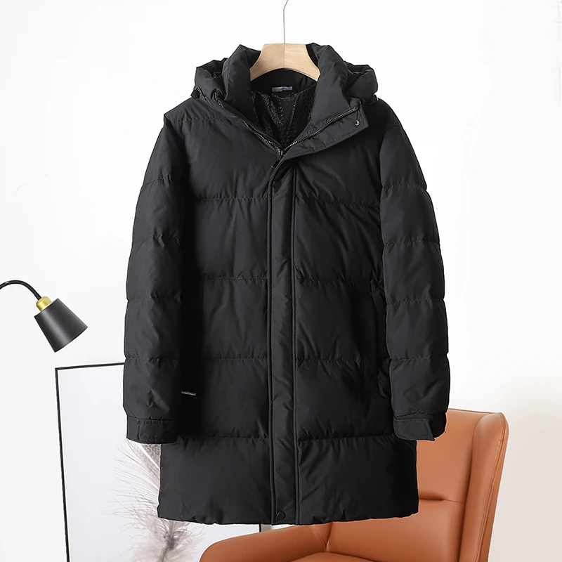 

Мужская модная повседневная зимняя куртка с капюшоном из полиэфирного волокна, с наполнителем из пуха 90% High Loosen, теплая, цветная