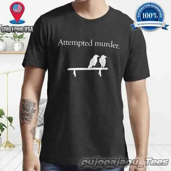 New Item Attempted Murder American Funny  Logo Men's T-Shirt Size S-5XL