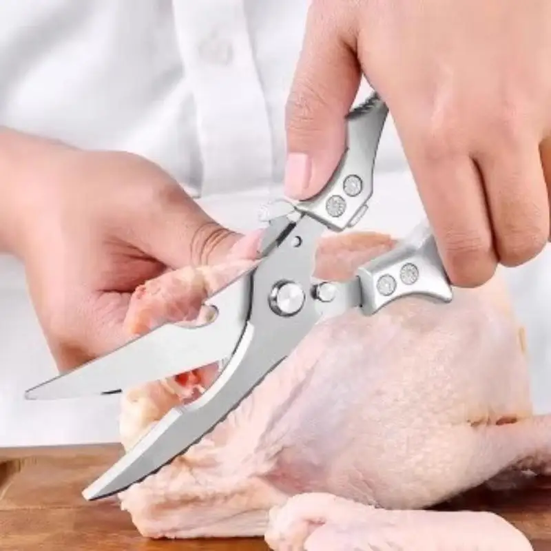 Sharp Stainless Steel Kitchen Chicken Bone Scissors Multifunctional Food Shears for Home Restaurant Meat Vegetable Cutting