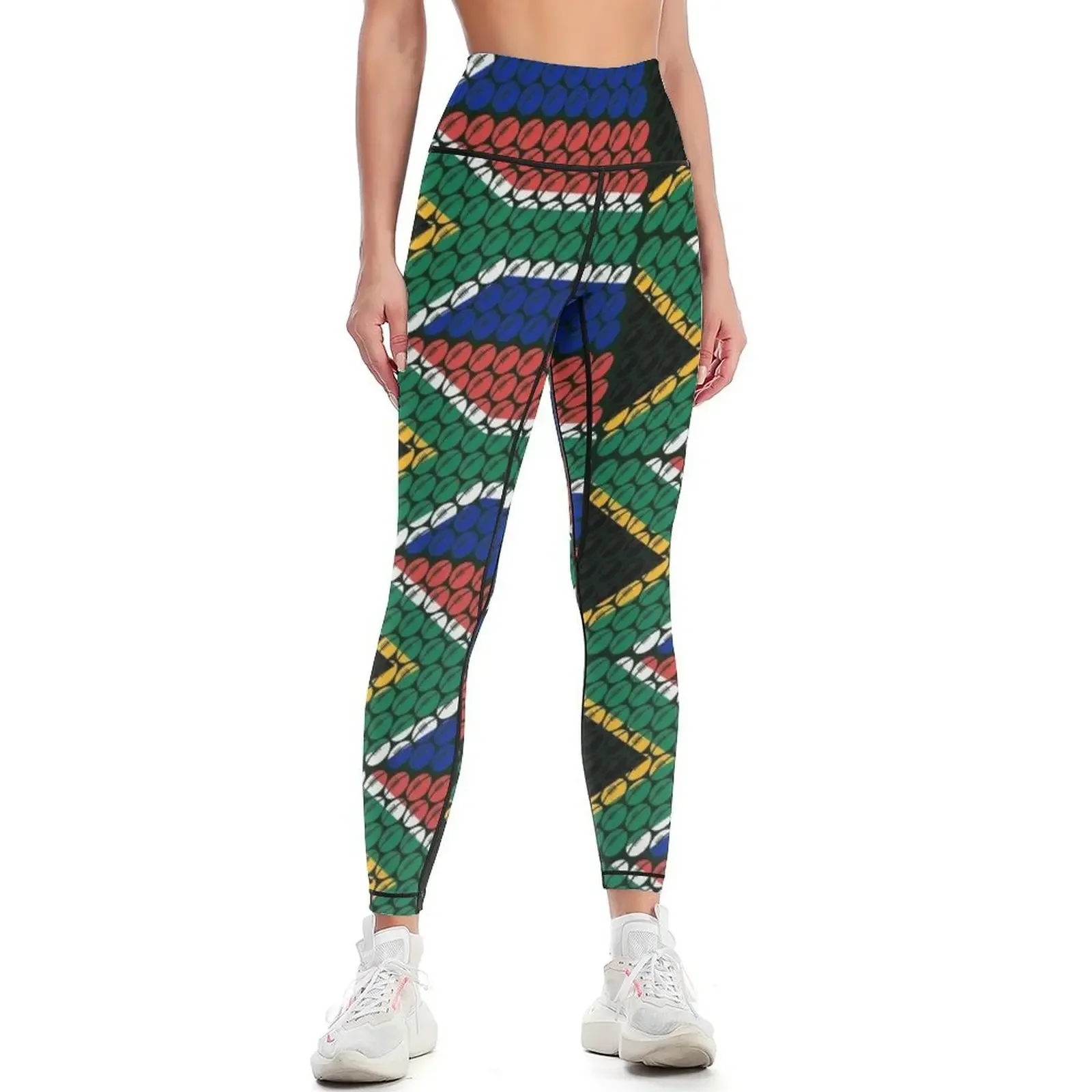 

South Africa Flag Rugby Ball Pattern Leggings exercise clothing for Women's sports Women's trousers trousers Womens Leggings