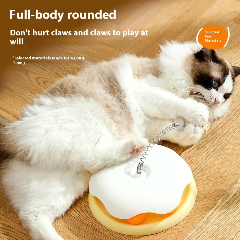 Pop Shake The Cat Turntable Treat Dispenser Cat Teaser Stick Cat Spring Teaser Toy Fashion