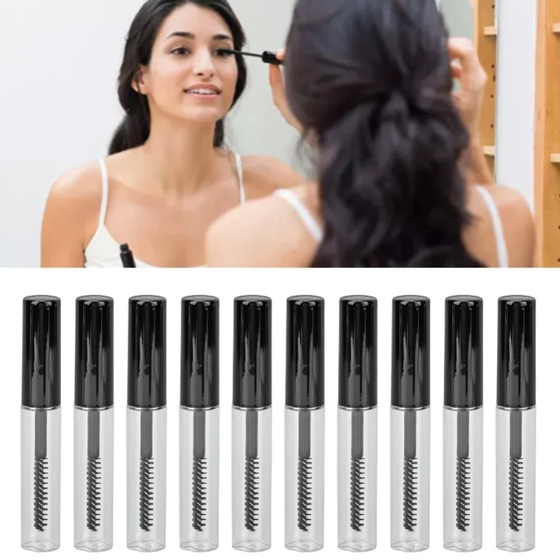 หลอดมาสคาร่าเปล่า 10 ชิ้น ขนาด 1.5 มล. ขนแปรงนุ่มละเอียด แบบเติมได้ ดีไซน์ขวดเปล่าสำหรับมาสคาร่าและขนตา