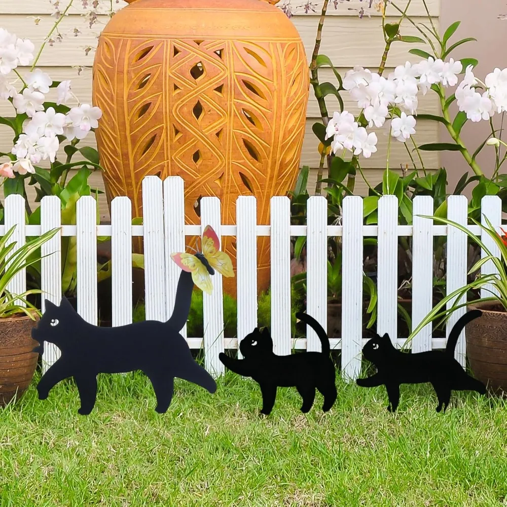 Metal Cat Garden Decoration Courtyard Lawn Garden Pile Outdoor Farmhouse Home Art Decoration Suitable for Cat Enthusiasts