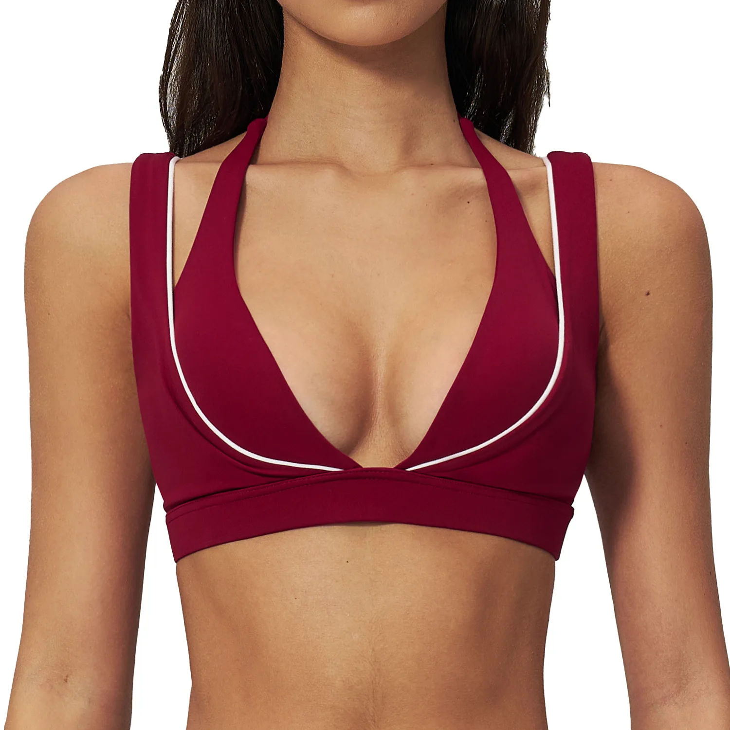 New Sexy Sports Bra Woman Mock Two-Piece Cami Yoga Bra High Support Running Fitness Tops Casual Breathable Workout Underwear