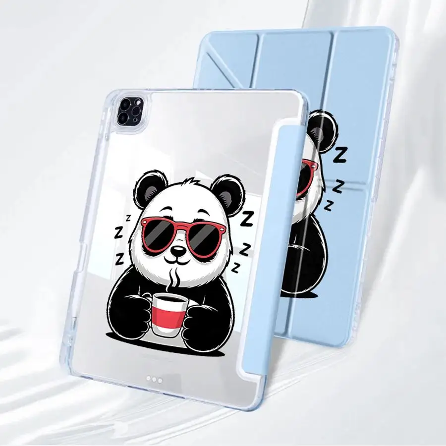 Cloud Coffee Panda Holder Cover Tablet Case For iPad Air 4 5 M3 M2 M4 11inch Mini 6 7 Pro 11th 10th 9th 8th 12 Pro 2025 Y-Fold