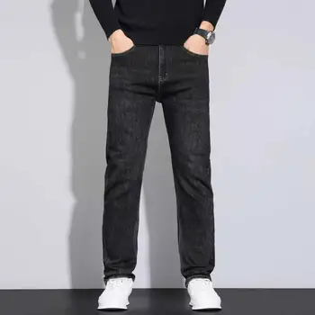 2026 New Style Business Men's Jeans Casual Straight Stretch Fashion Classic Blue Black Work Pant Denim Trousers Male Clothing 6