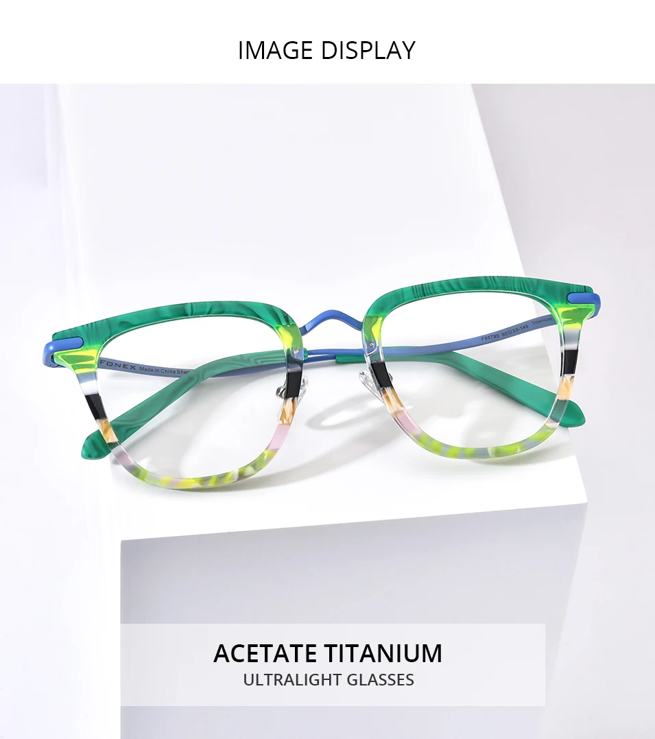 FONEX Acetat Titan Brille Rahmen Frauen Neue Marke Design Vintage Retro Runde Brillen Männer Japanische Brillen Brillen 85891 – Detail 23