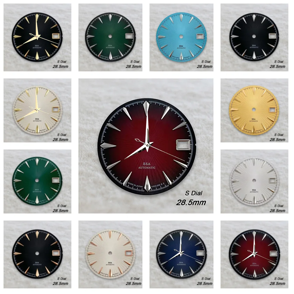 28.5mm S Logo Cocktail Dial Suitable For NH35/NH36 Japan Movement Vertical Stripe Dial Watch Modification Accessories