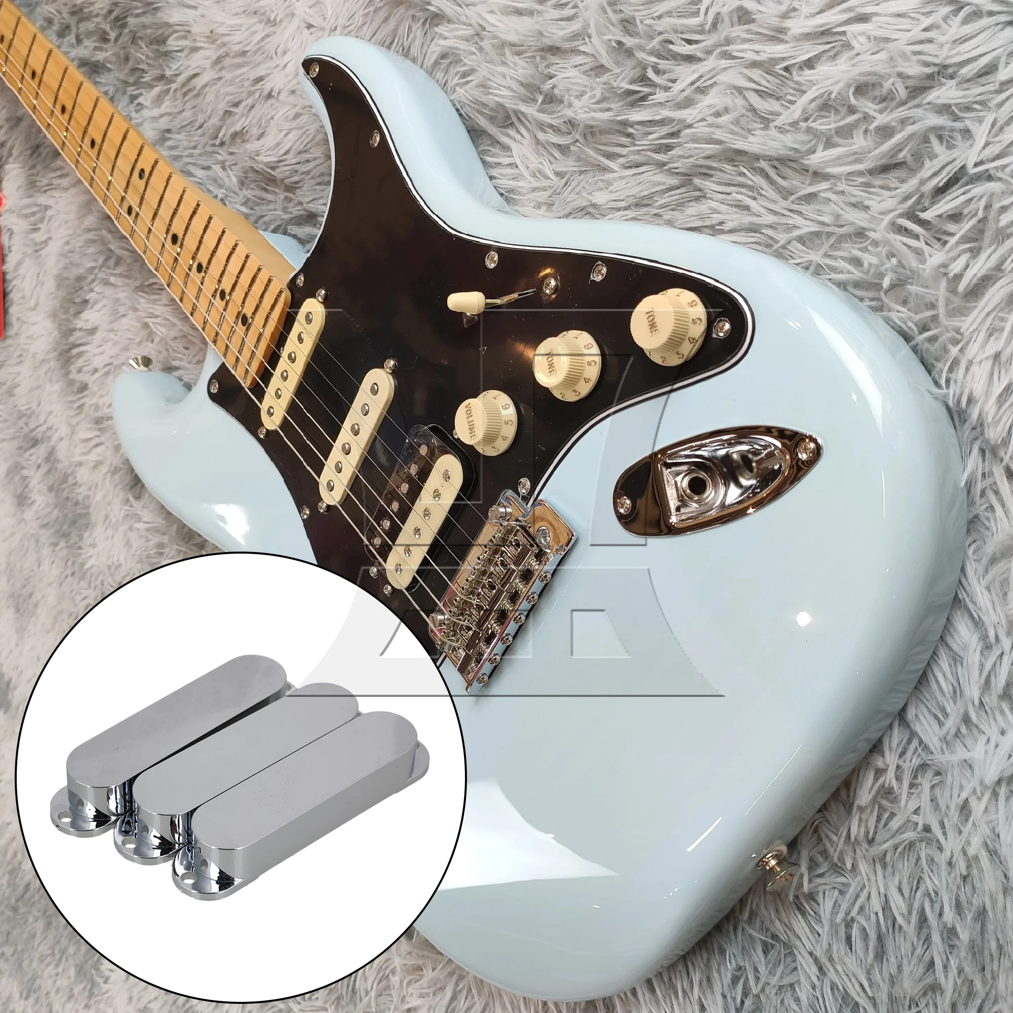

Yibuy 6pcs Electric Guitar Closed Single Coil Pickup Covers Glossy Silver Closed Metal Pickup