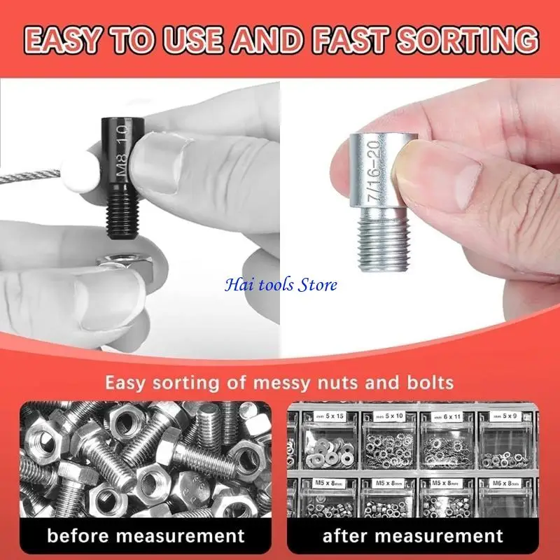 X37E Nut and Bolt Thread Checker Aluminiums Thread Checker Inch and Metric Male Female Gauges Accurate Measurements
