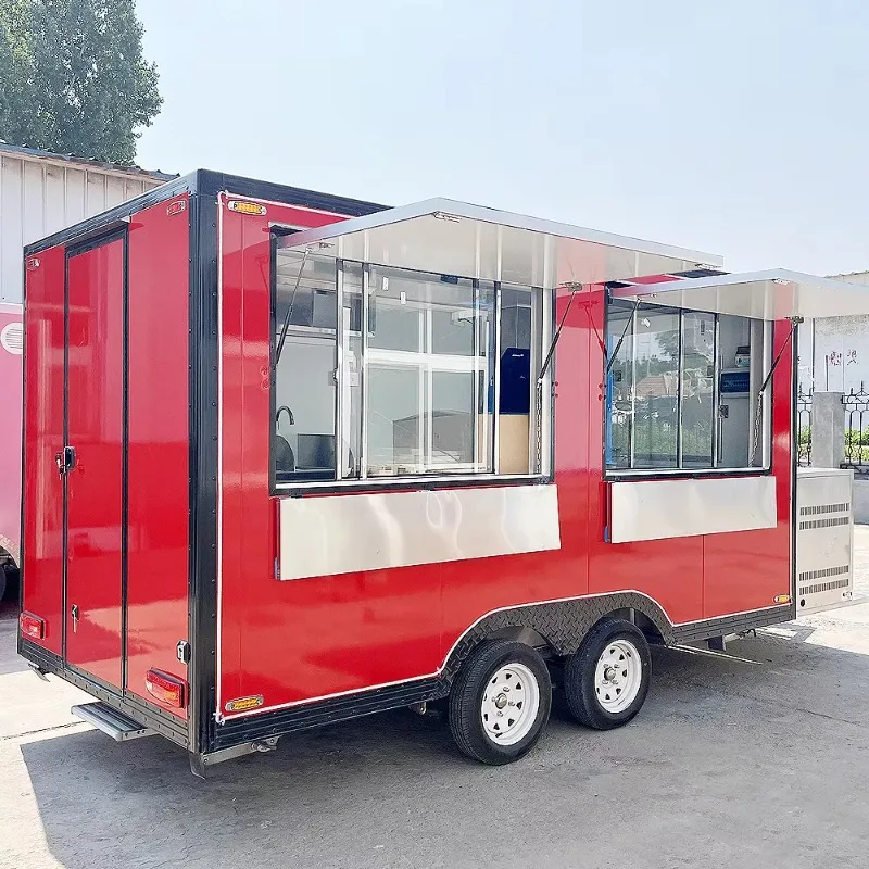 Fast Food Kiosk Mobile Trailer Street Food Truck Restaurant for Ice Cream Coffee BBQ Vending Cart Hot Dog Sandwich Trailer