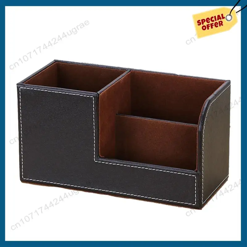 

-A15I 2X Leather Desk Organizer,Office Supplies Holder Desktop Stationery Storage Box For Business Card, Pen, Pencil,Remote D