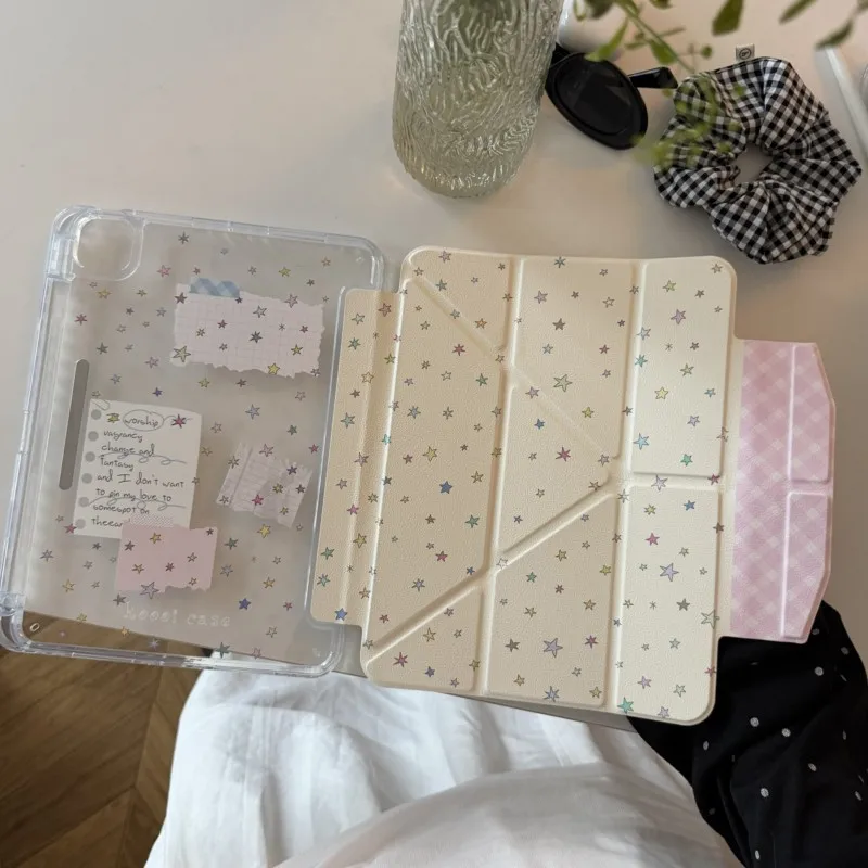 INS Style Minimalist Cute Star Tablet Case for iPad 10th Air 4 5 6 7 8 Pro 11 A16 A19 10.9" 11" M2 M3 2025 2026 Cover For Women