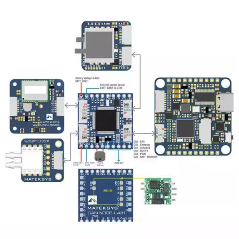 For MATEK CAN-L431 AP Periph CAN Node Dronecan L431 26X26mm For Ardupilot GNSS Compass Barometer Airspeed Sensor GPIO-WMAN